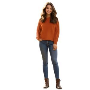 Michael Kors Longline Knit Sweater Tunic Small‎ Burnt Orange Cotton Blend